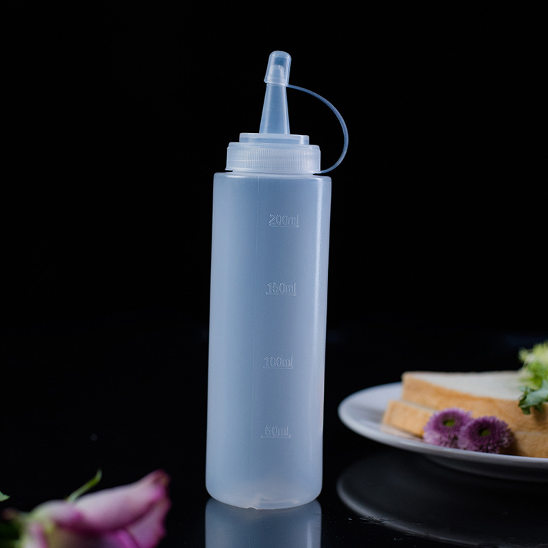 Botella de condimento botella de salsa de ensalada de plástico salsa de tomate botella de exprimido botella de condimento de barbacoa botella de salsa botella de condimento de olla de aceite