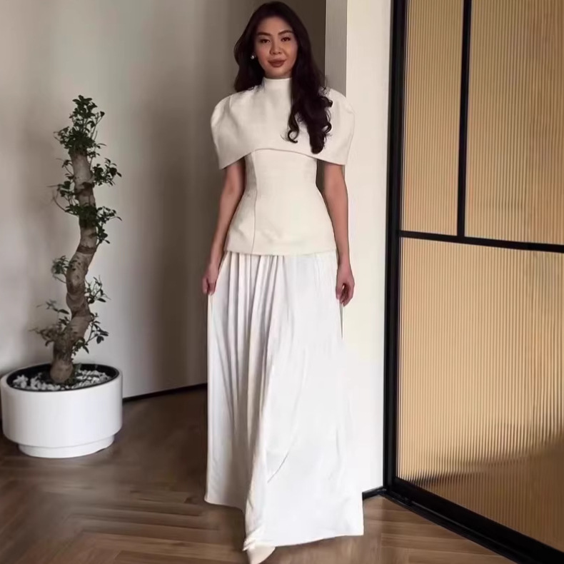 Short-Sleeved Long Dress, Simple Cross-Border New Style, Autumn Amazon Set Dress, Light Luxury, 2025 European and American Fashion Short-Sleeved Long Dress, Simple Cross-Border New Style, Autumn Amazon Set Dress, Light Luxury, 2025 European and American Fashion