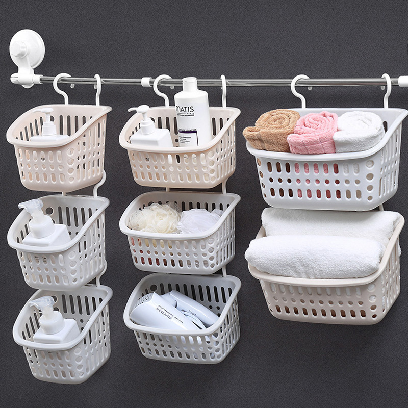 Hangable Storage Basket Bathroom Hanging Basket Dormitory Household Plastic Toilet Wash Multi-functional Stacked Storage Basket Hangable Storage Basket Bathroom Hanging Basket Dormitory Household Plastic Toilet Wash Multi-functional Stacked Storage Basket