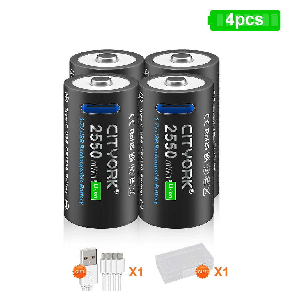 CR123A литиевый аккумулятор USB большой емкости