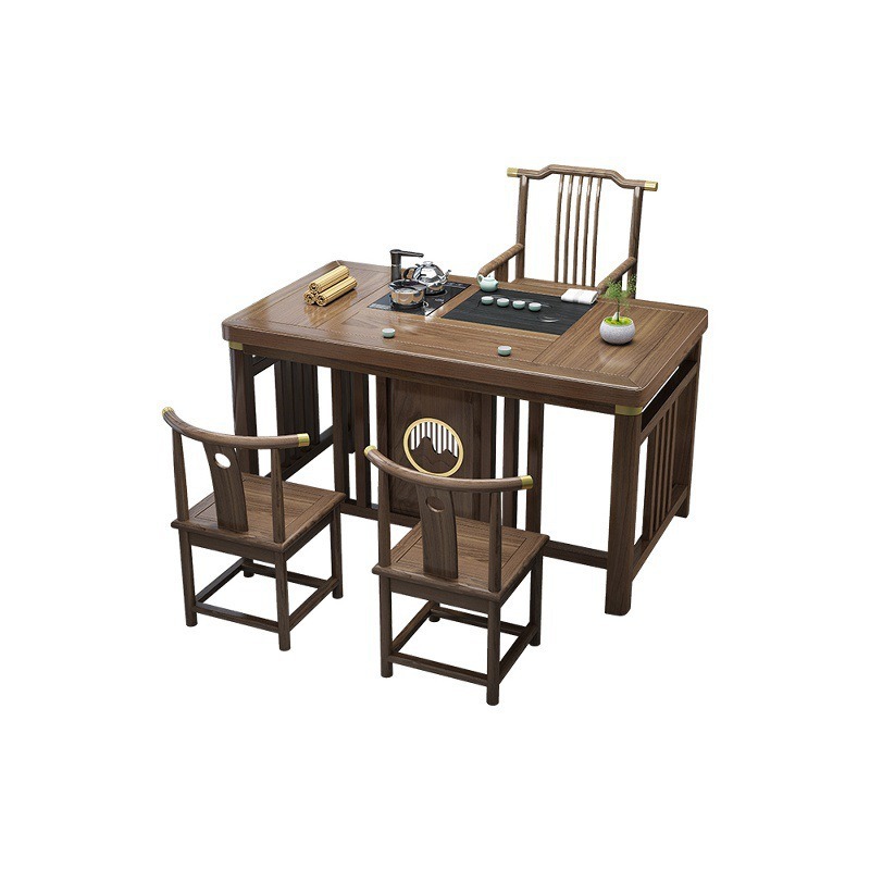 Tabla de té de balcón pequeña combinación de silla nueva mesa de té de oficina de madera maciza china una mesa y cinco sillas mesa de té de kung fu doméstica
