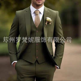 欧美外贸亚马逊跨境男士西装三件套晚会西服男士套装新郎西装礼服