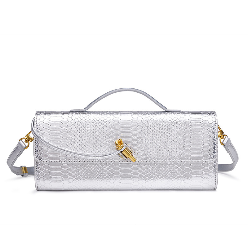 Horizontal Women's Hand-held Dinner Bag, Retro Stone Patterned Chinese Baguette Bag, Organ Versatile, Single Shoulder Slanted_voghion.com