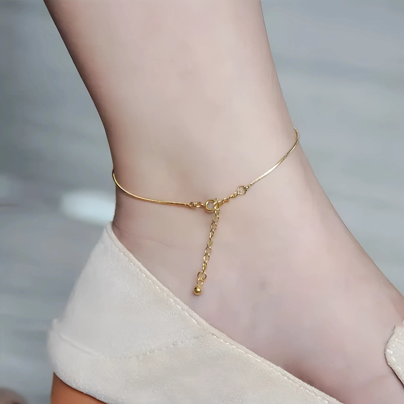 S925 plata esterlina chapado en oro de 14k extremadamente fino hueso de serpiente brazalete de nicho femenino diseño simple en línea inins pie de viento