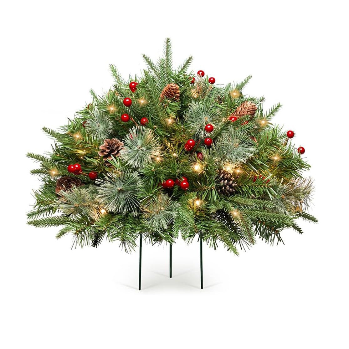 녹색 40cm 솔잎 + PE + PVC 혼합 바닥 삽입 나무 + 램프 + 단일 팩