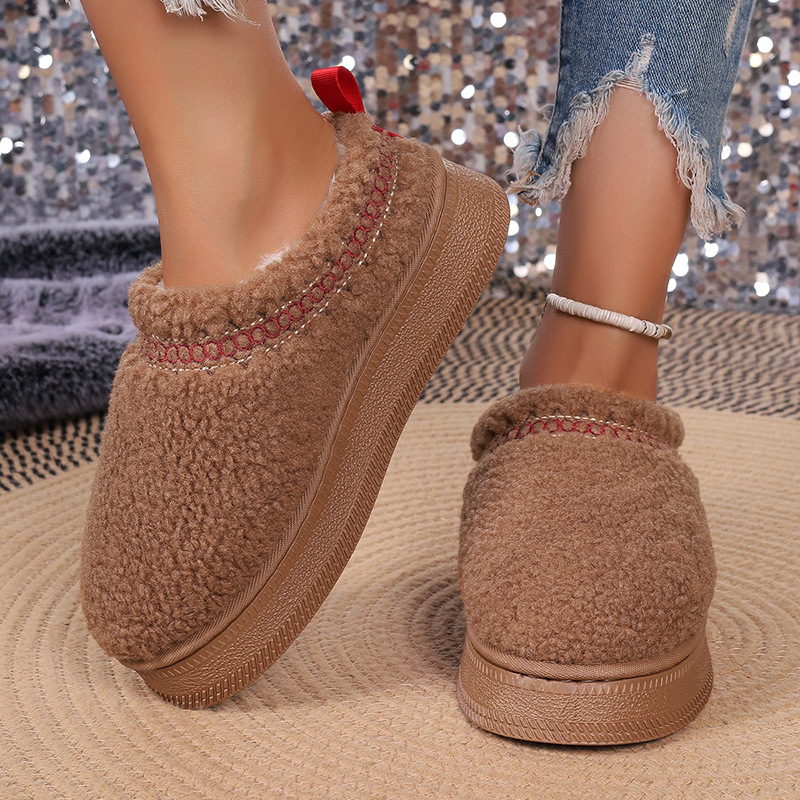 Vastag talpú báránygyapjúból készült, szélálló, téli, baotou félpapucs, női, új, csipkés, gyapjas, hótaposós, pamut papucs_voghion.com