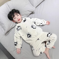 宝宝睡衣秋冬款法兰绒男孩2025新款男童冬季珊瑚绒男宝家居服儿童