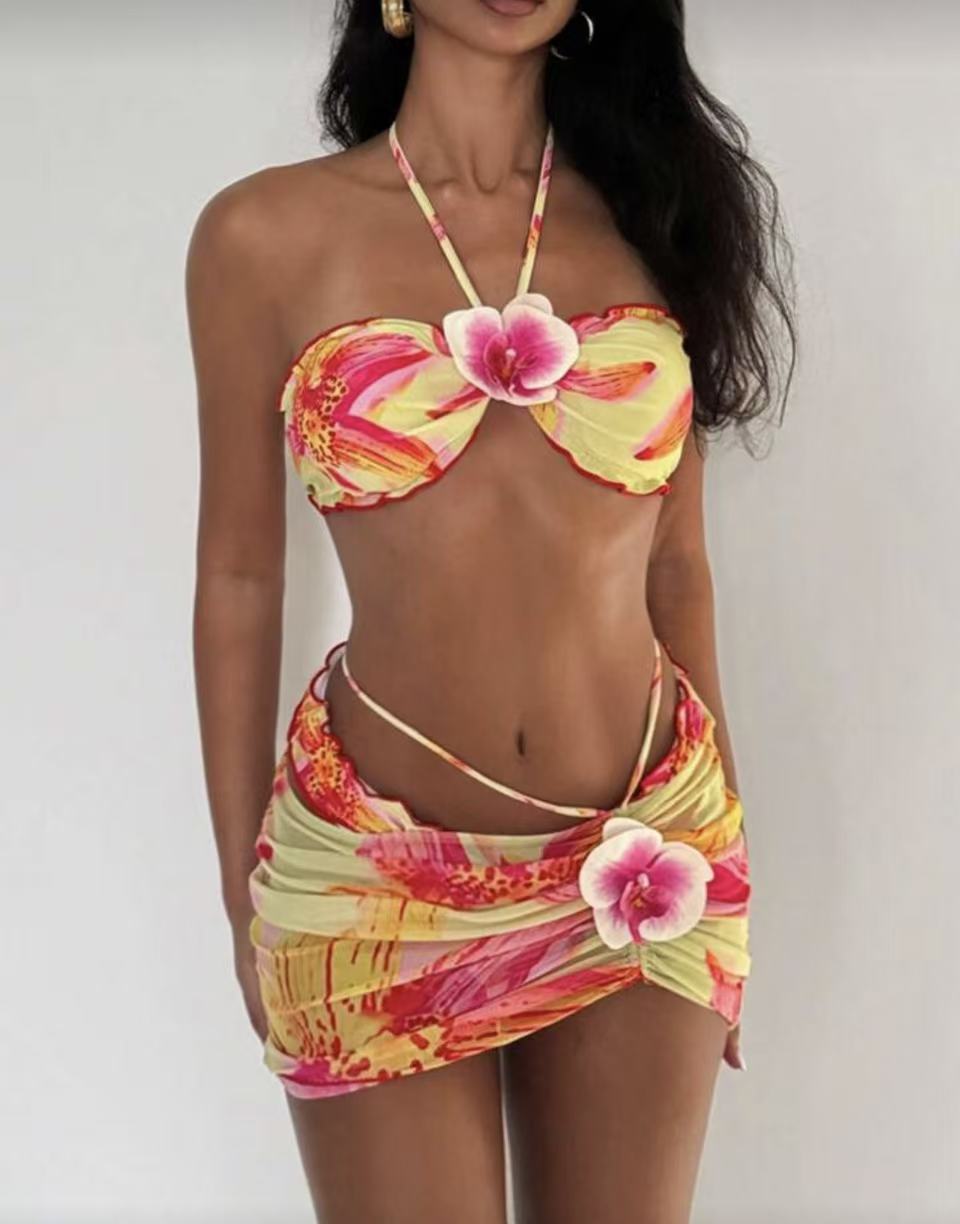Women's Three Piece Bikini Set Triangle Style Sexy Swimwear_voghion.com