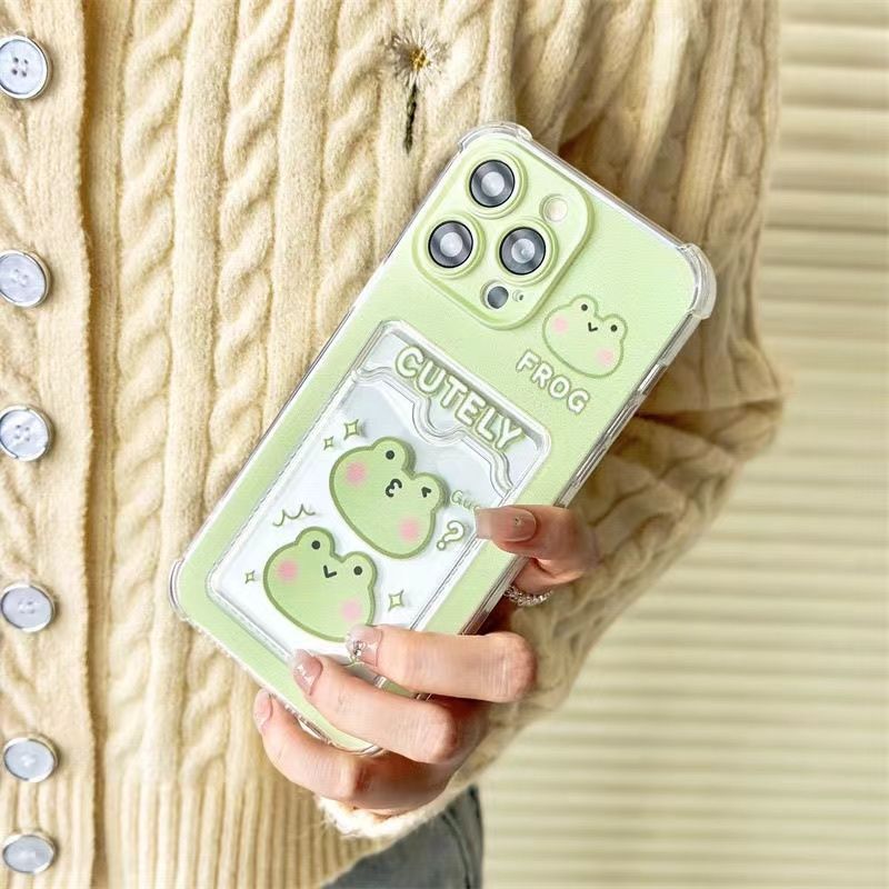 Can put photos of two frogs for Apple 16 mobile phone case 15promax anti-fall card case 13 all-inclusive 16PRO