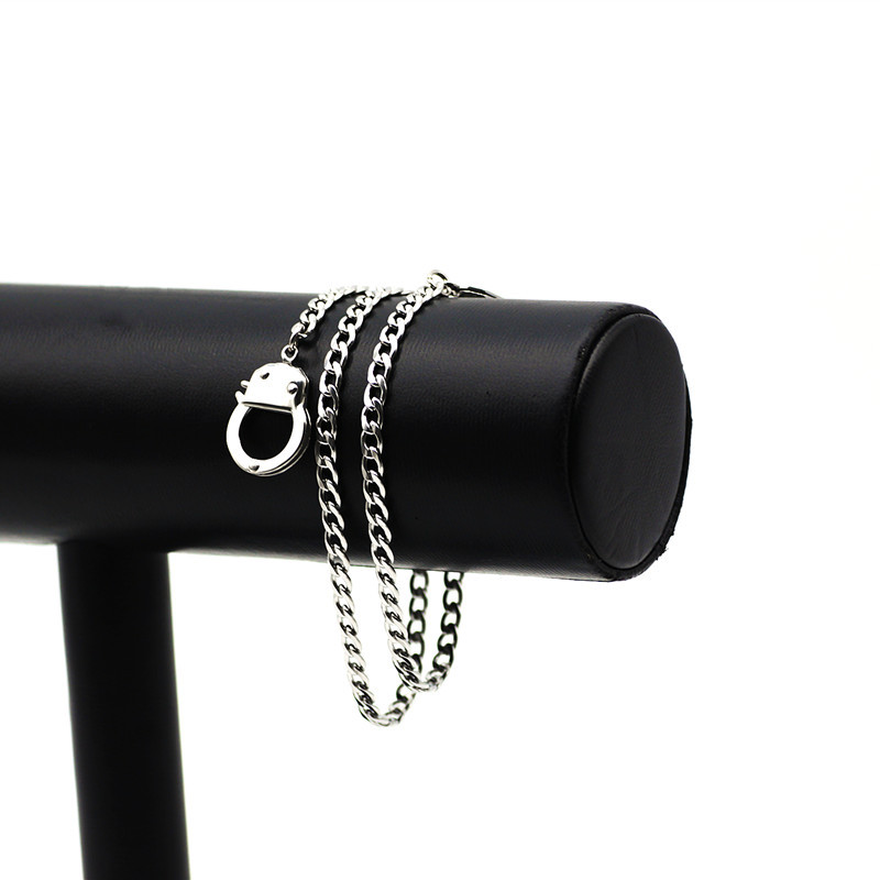 Men's small necklace titanium ins hip-hop punk Japanese and Korean stainless steel handcuff neck ornament_voghion.com