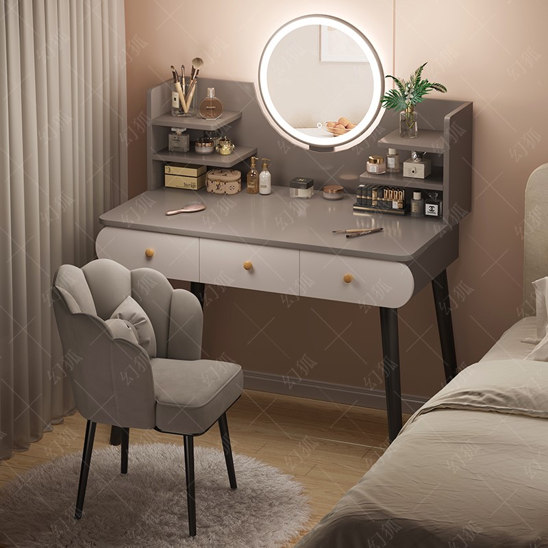 Dressing Table and Cupboard Integrated Solid Wood Simple Small Apartment Rental Light Luxury Dressing Table Bedroom Cream Style Dressing Table