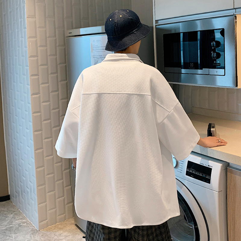 Camisa blanca de verano de los hombres 2023 nueva suelta más tamaño camisa de manga corta estilo universitario marca de moda chaqueta casual