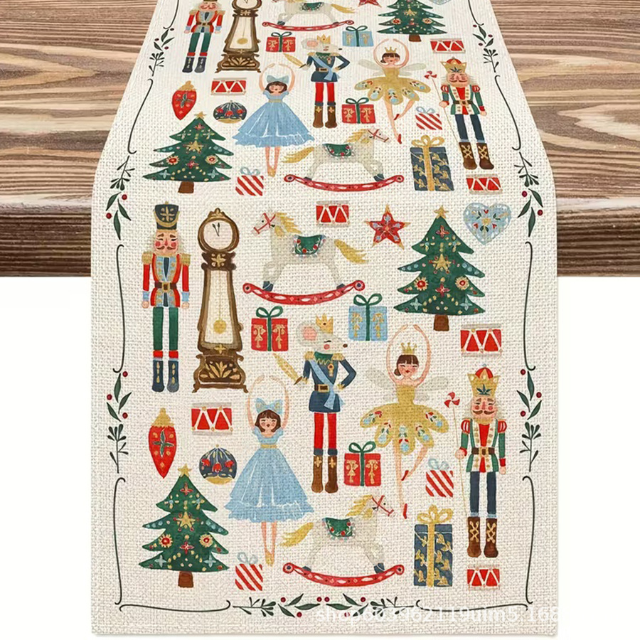 Amazon transfronterizo nueva bandera de la mesa de Navidad fábrica directa invierno muñeco de nieve Santa estampado almohadilla de mesa