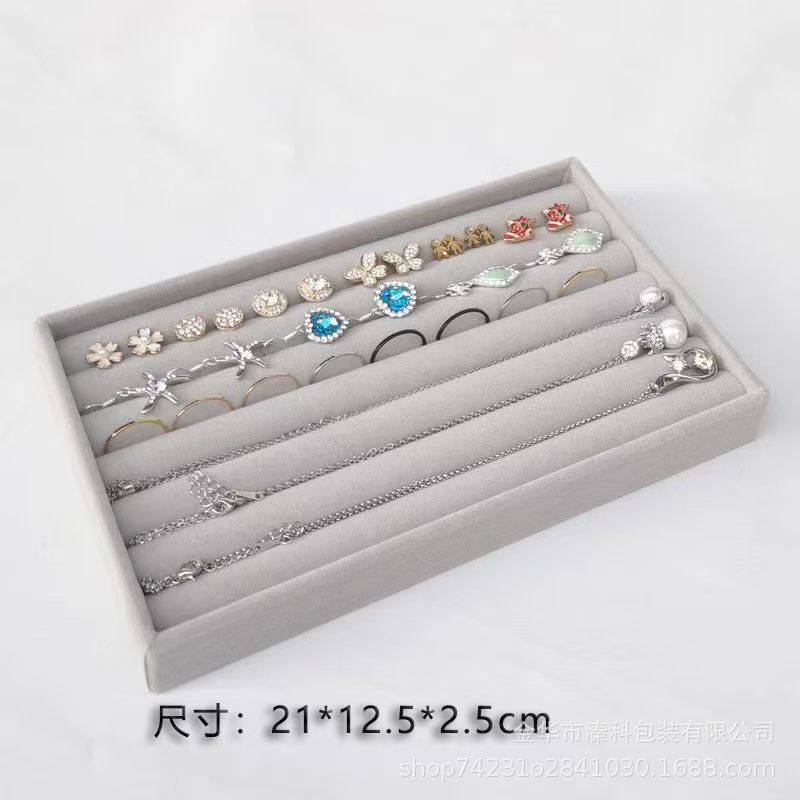 Franela, joyería, exhibición, caja de almacenamiento, acabado de escritorio, bandeja de almacenamiento de maquillaje, pendientes, pendientes, pulsera, anillo, estante de almacenamiento