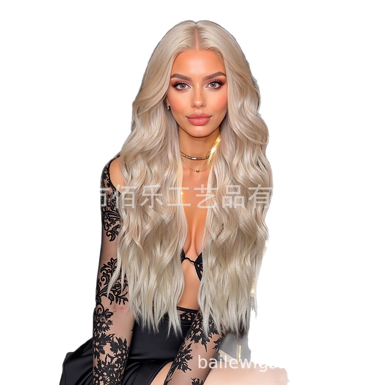 13*6 peluca de encaje de área grande con cabello largo y rizado dorado blanco en el medio image 6