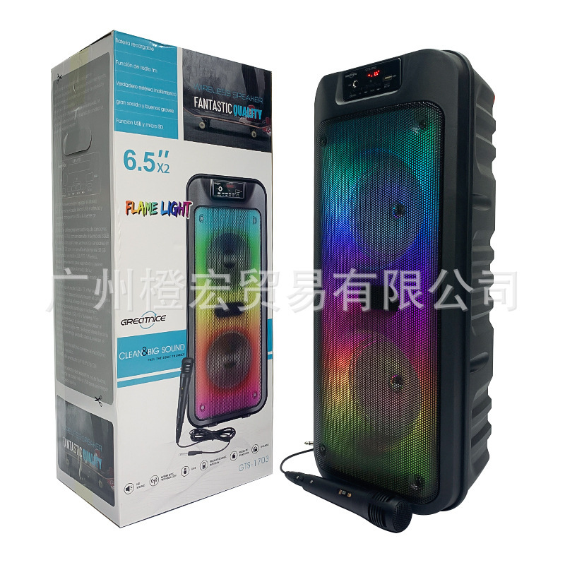 Kts Factory Wholesale Gts-1703 Outdoor Portable Dual 6.5inch Rgb Lights Bluetooth Speakers Kts Factory Wholesale Gts-1703 Outdoor Portable Dual 6.5inch Rgb Lights Bluetooth Speakers