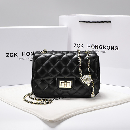 Hong Kong Duty-Free Women's Handbags  New Replica Chanel Style Diamond Chain Strap Bag Shoulder and Crossbody Bag Gold Ball Bag