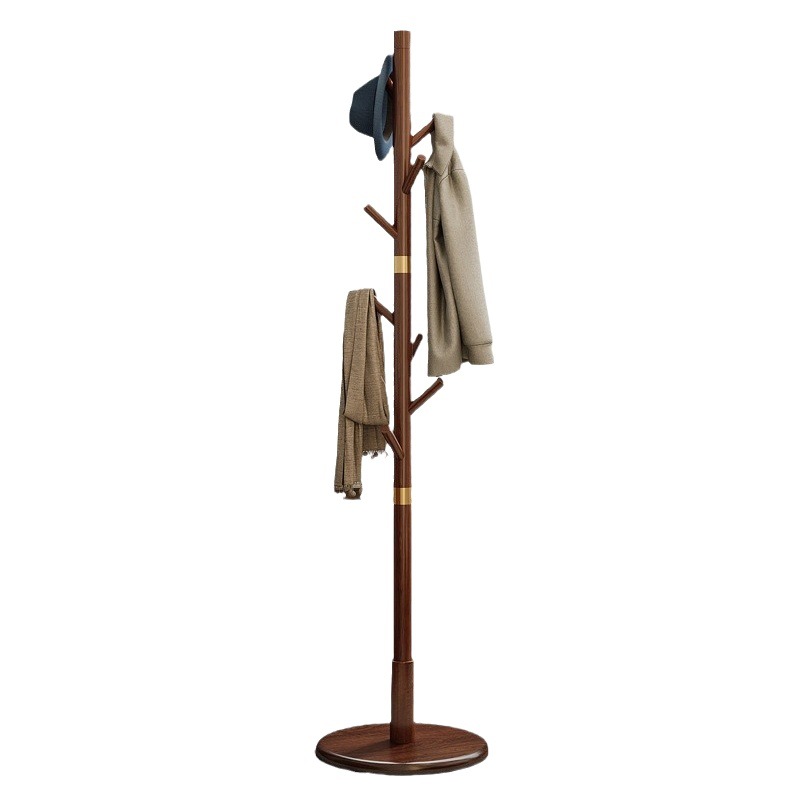 Luz de lujo de gama alta de madera maciza perchero piso dormitorio hogar simple percha vertical red cobre Rojo Bolsa rack