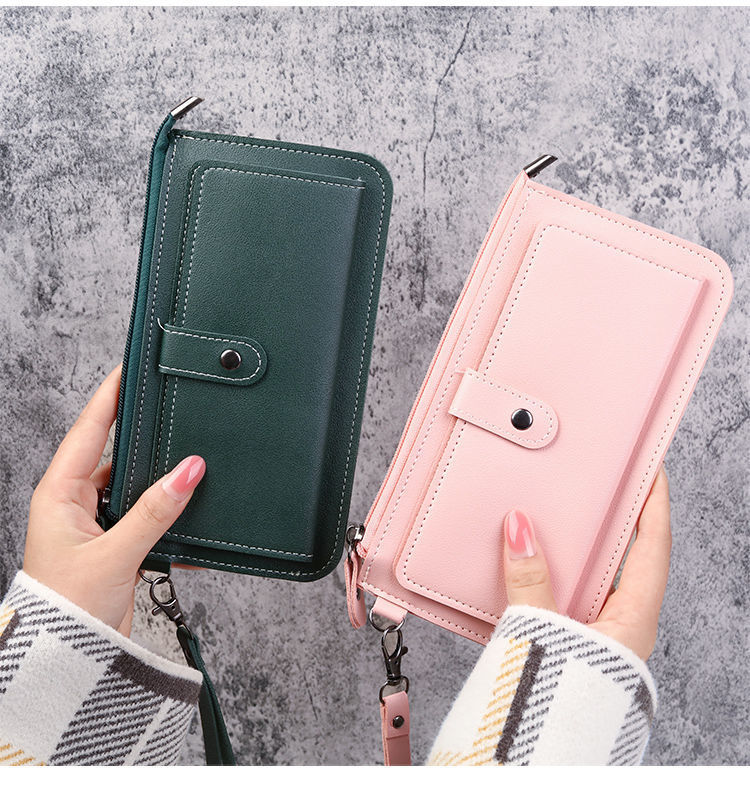 75g Weight Synthetic Leather Lining Material Women's Solid Color Pu Leather Zipper Wallets