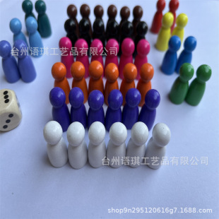 Wooden gift chess piece little doll round head game chess piece suit board game toy accessories hexagonal checkers accessories