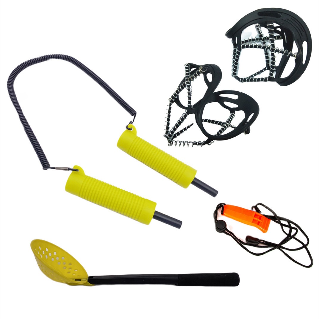 Winter life-saving retractable ice axe, ice scoop, outdoor snow crampons, shoe covers, whistle combination set