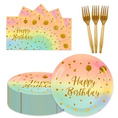 クロスボーダーグラデーションバルーン使い捨て厚紙皿子供の誕生日や結婚式パーティー使い捨て食器セット