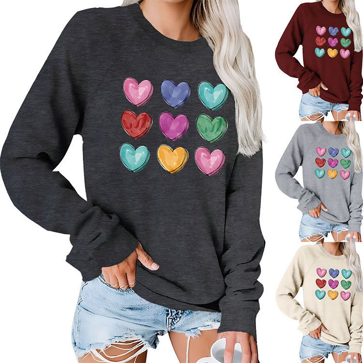 Sudaderas Con Capucha Para Mujer Manga Larga Impresión Estilo Clásico Ropa De Calle Forma De Corazón display picture 1