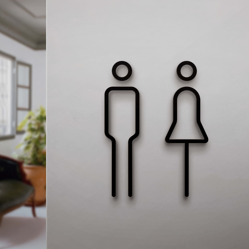 Elegant Black Gold Brass Toilet Sign-Home & Commercial Restroom Easy Hanging Installation Gold Black Elegant Black Gold Brass Toilet Sign-Home & Commercial Restroom Easy Hanging Installation Gold Black
