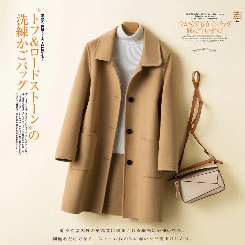 Women's Mid-Length Coat 2025 Winter New High-End Korean Double-Sided Cashmere Woolen Outwear
