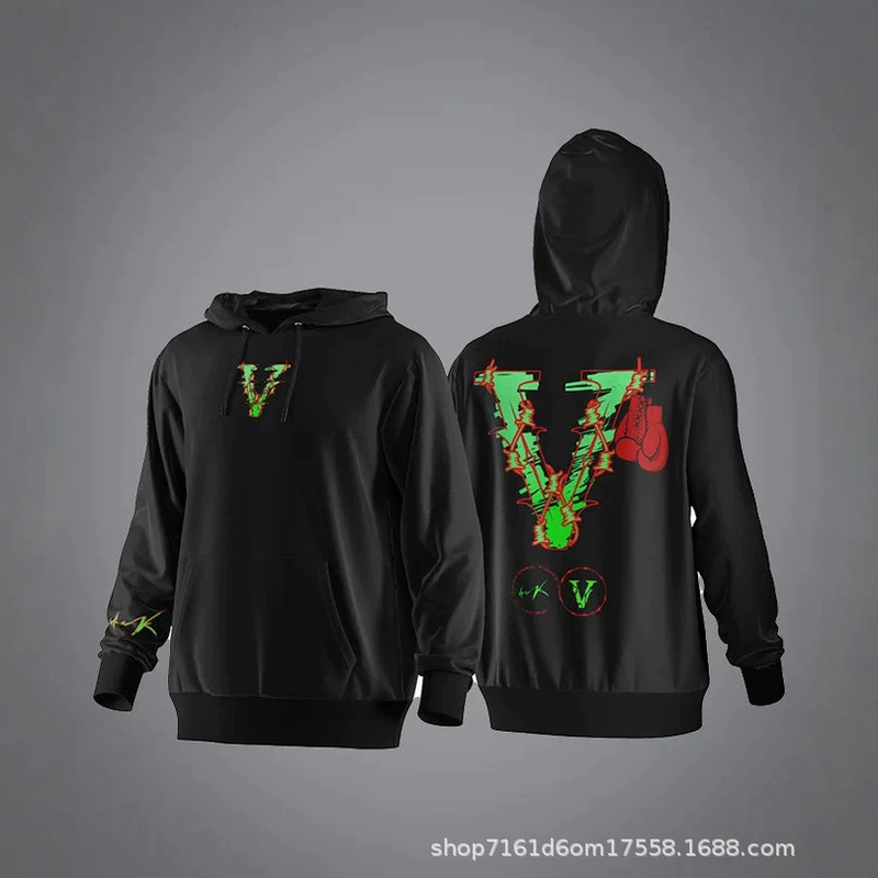Cross-border men's trendy VRK sports hoodie, suitable for jogging, fitness, casual wear, running, and training, featuring a printed design and a hood Cross-border men's trendy VRK sports hoodie, suitable for jogging, fitness, casual wear, running, and training, featuring a printed design and a hood