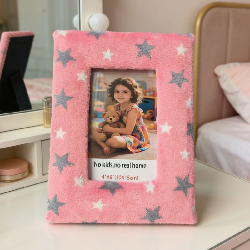 Plush Photo Frame Density Board Mdf Covered with Velvet Five-Pointed Star Cartoon Shein European and American Fabric Photo Frame 6inch Photo Cross-Border