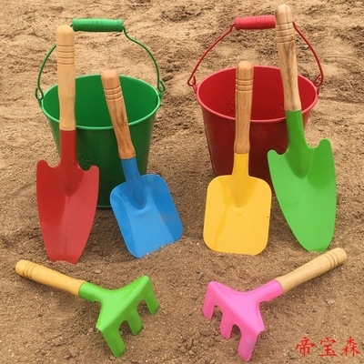 children Sandy beach Toys Iron Sand appliance Shovel Three outdoors Clamming Drum gardening