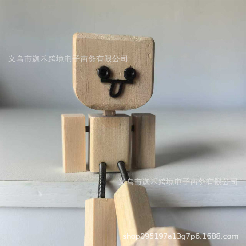 跨境新款Shaking Feet Wooden Doll木头人汽车装饰摆件|undefined