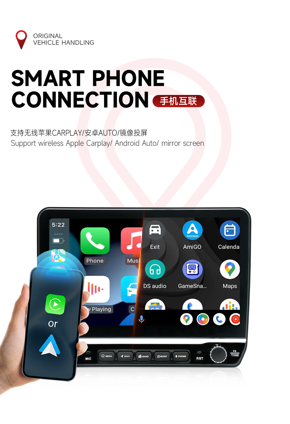 Overseas Version Universal Android 10.1inch Smart Bluetooth Car Navigation Central Control Large Screen Mp5 Player All-In-One