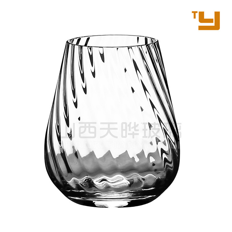 공장 도매 550ml twill 크리스탈 유리 줄기 레드 와인 유리 계란 컵 줄기없는 와인 유리 인쇄 로고