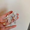 Silver needle from pearl, fashionable earrings, flowered, wholesale