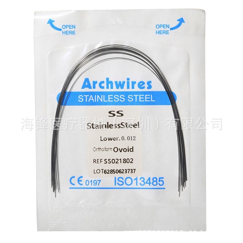 Ortodoncia dental Alambre de arco de acero inoxidable Alambre redondo súper elástico Alambre cuadrado Alambre preformado Alambre de ortodoncia Ovalos 10 paquetes