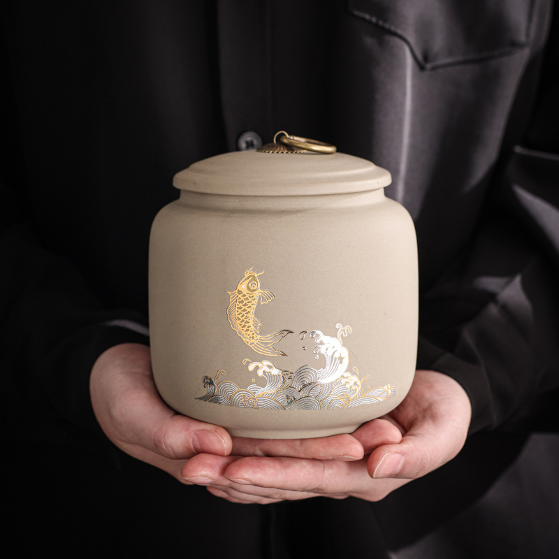New rough ceramic tea jar ceramic small black tea Pu'er oolong tea storage jar with a capacity of about 140 grams and can be wholesaled