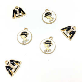 点珍珠衣服美人头形状吊牌合金饰品挂件配件韩版优质潮流爆款