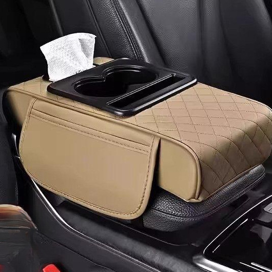 Car armrest box pad storage bag, in-car tissue box, central armrest heightening pad, multifunctional cup holder, practical and useful