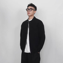 冬季新款复古假两件毛衣针织开衫高级感灰色休闲百搭圆领拼接外套