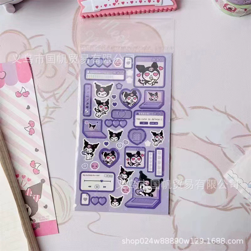Листочки стикеров (Sanlou) Kuromi и персонажи Sanrio, лазерная голография, набор декоративных элементов для блокнота