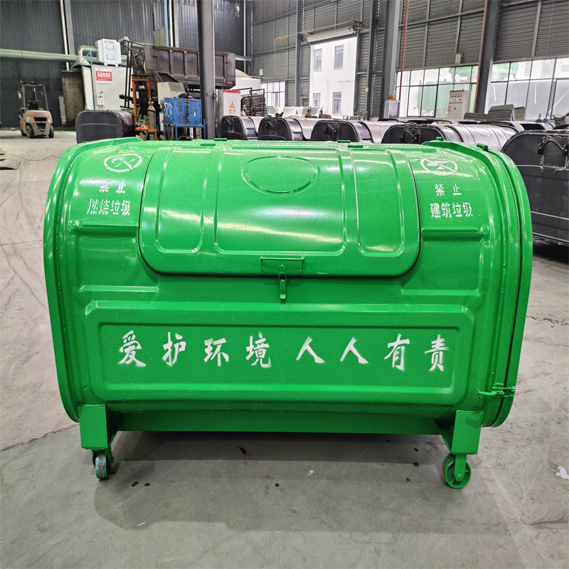 镀锌铁板厂家货源3方勾臂垃圾箱4方5方城市街道垃圾收集箱容量大