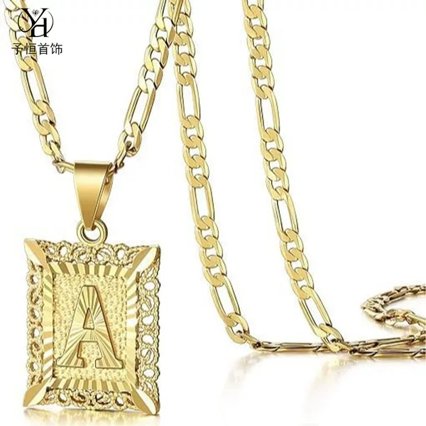 Cross-border bestseller in Europe and America: NK chain with 26 English letters, gold and silver pendant necklace, personalized and trendy collarbone chain, new square design