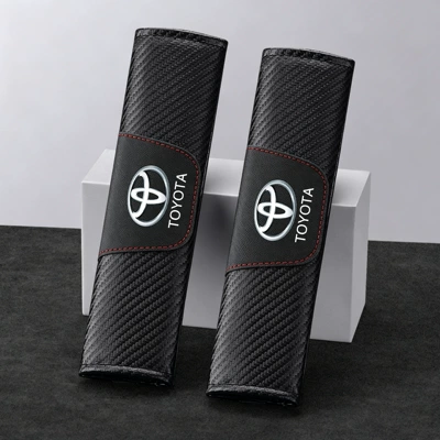 Leather Seat Belt Shoulder Pads, Seat belt shoulder pad - toyota-black-1-pair