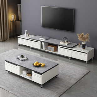 TV cabinet coffee table combination small apartment living room TV cabinet simple modern Nordic telescopic light luxury TV cabinet