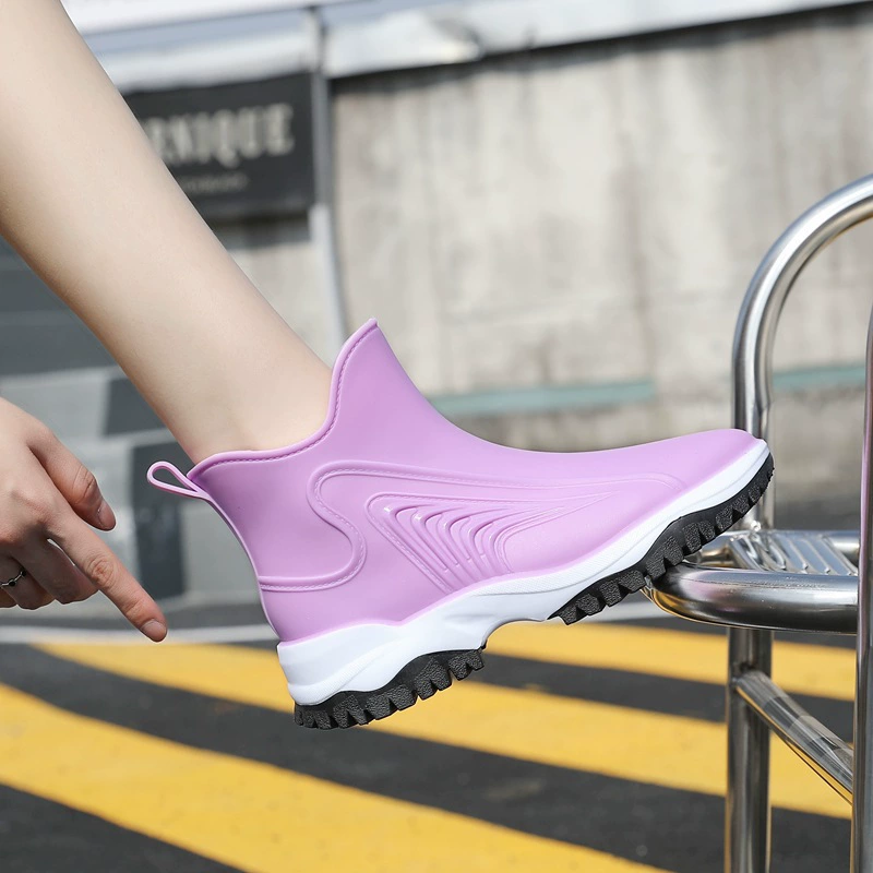 Осенне-зимние резиновые сапоги, женская модная верхняя одежда, Нескользящие короткие резиновые сапоги, непромокаемая обувь, легкая Автомойка, покупки, кухонная обувь, резиновая обувь, модная