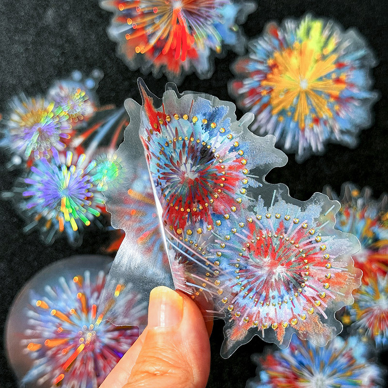 Smoke Star como lluvia láser estampado pegatinas de mano bolsa DIY impermeable mascota material pegatinas de mano diaria decoración infantil