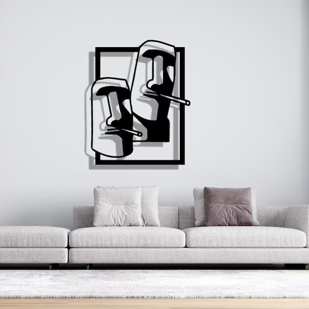 Moai Statue Metal Wall Decorations-Simple and Stylish Metal Art, Modern Home and Office Decor