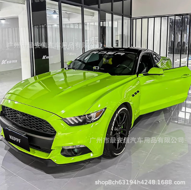 Cross-Border Pet Car Wrap Film in Apple Green for Car Body Paint Color Change, High-Gloss Crystal Modification for Car Roof
